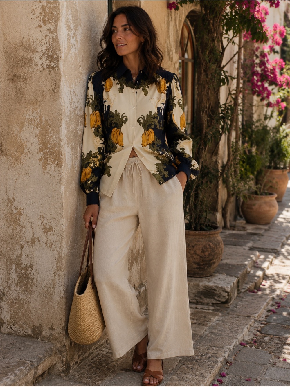 Farm Rio x Anthropologie Puff-Sleeve Printed Buttondown Blouse -SMALL - Picture 3 of 11